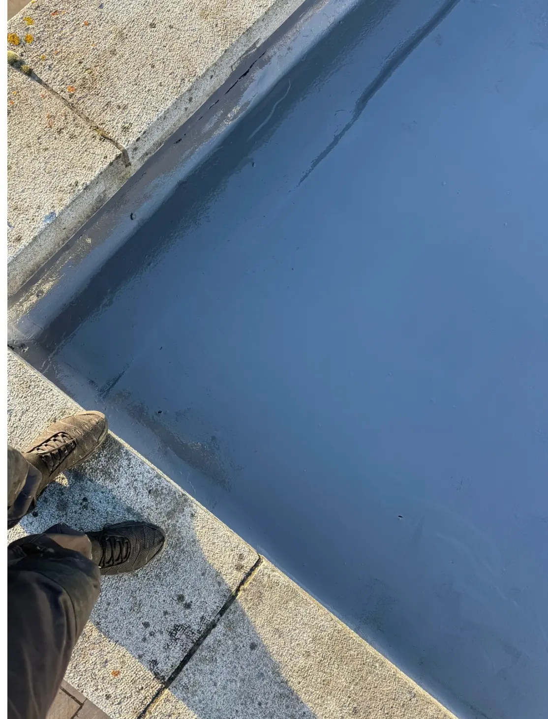 Finished flat roof coating with clean upstand detail in Dublin