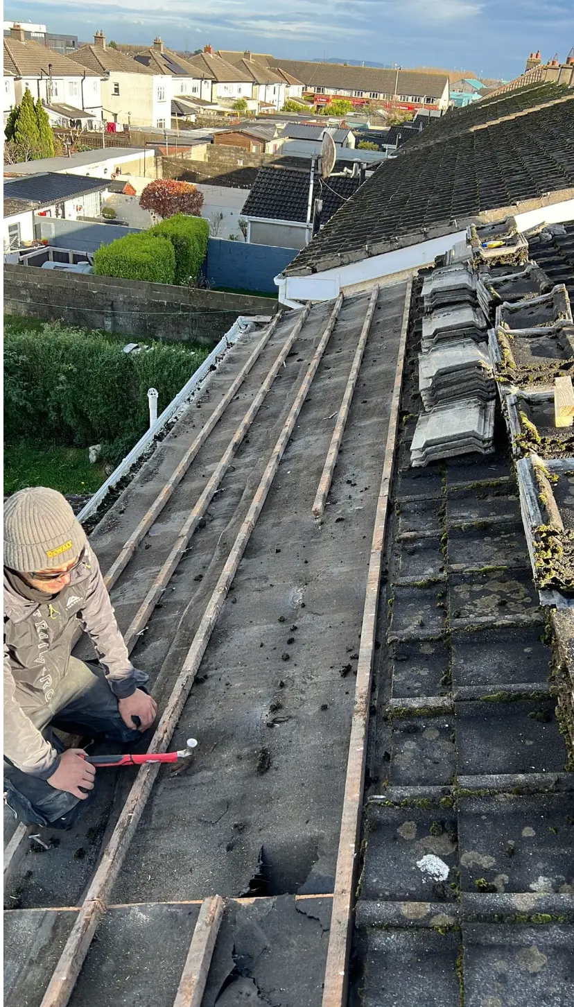 New roofing battens fitted over breather membrane in Dublin